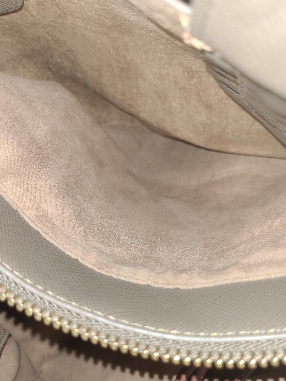 Sharif Taupe and Cream Embroidered Satchel with Gold Accents Callout In Photos - Picture 9 of 15